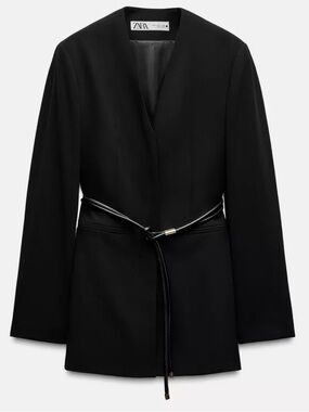 ZARA Structured Longline Blazer | Black | Size L